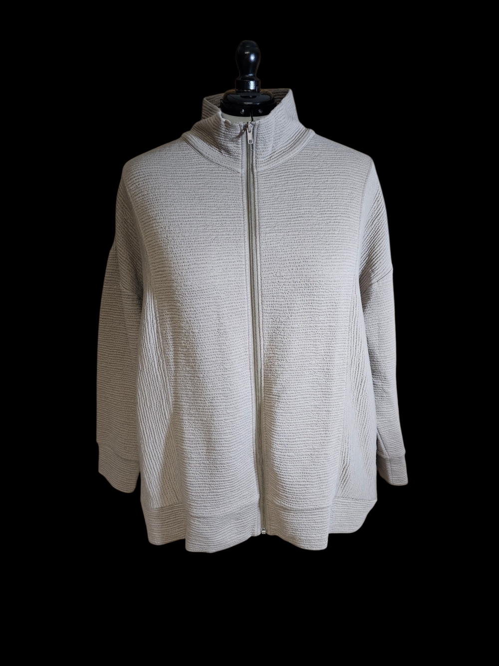 Maurices Taupe Textured Zip Cardigan